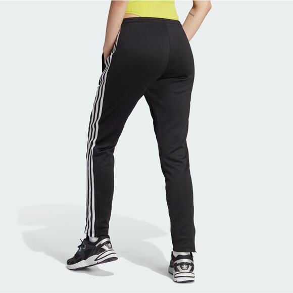 Women's ADIDAS Original Track Pants Small Black White Fitted Center Seam - S - Picture 2 of 9